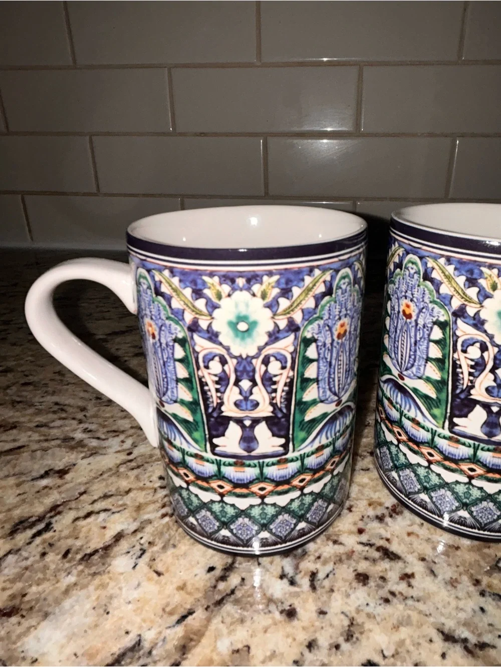 Pottery Barn Mezze blue mugs (2)